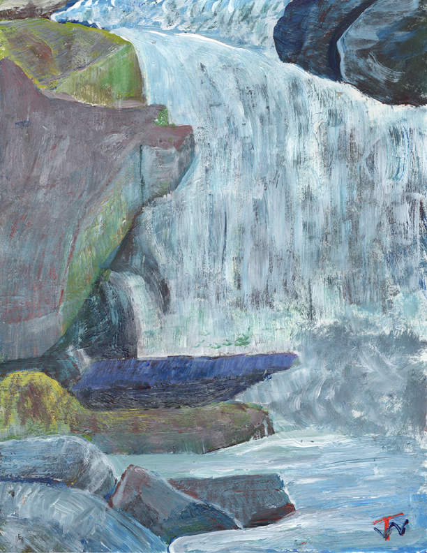 Cottonwood Falls, Nelson, BC, Acrylic on 8.5x11in cardstock, 2019