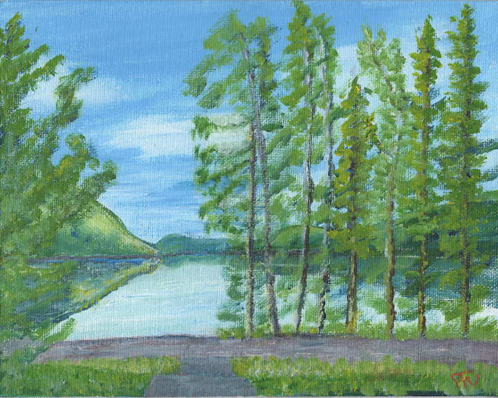 Jewel Lake, BC, Acrylic on 8x10in canvas board, 2019