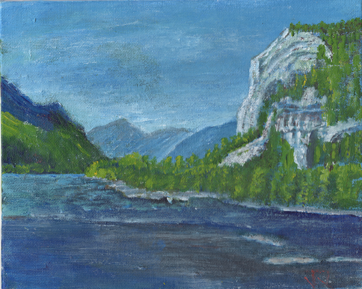 Lionshead near Castlegar, BC, Acrylic on 8x10in canvas board, 2019