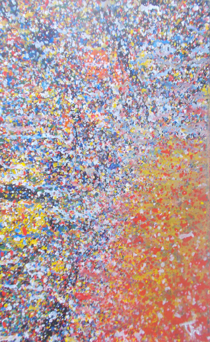 August 2019 Drip Batch Number 002, Oil on Board 7in x 11in