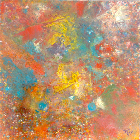 Liquid Acrylic Puddle Painting, 12in x 12in Edged Canvas