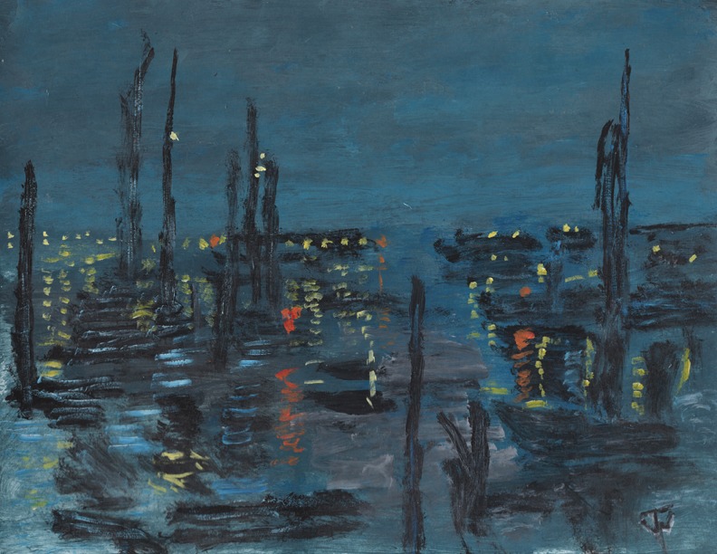 Claude Monet-1873-Le Havre at Night