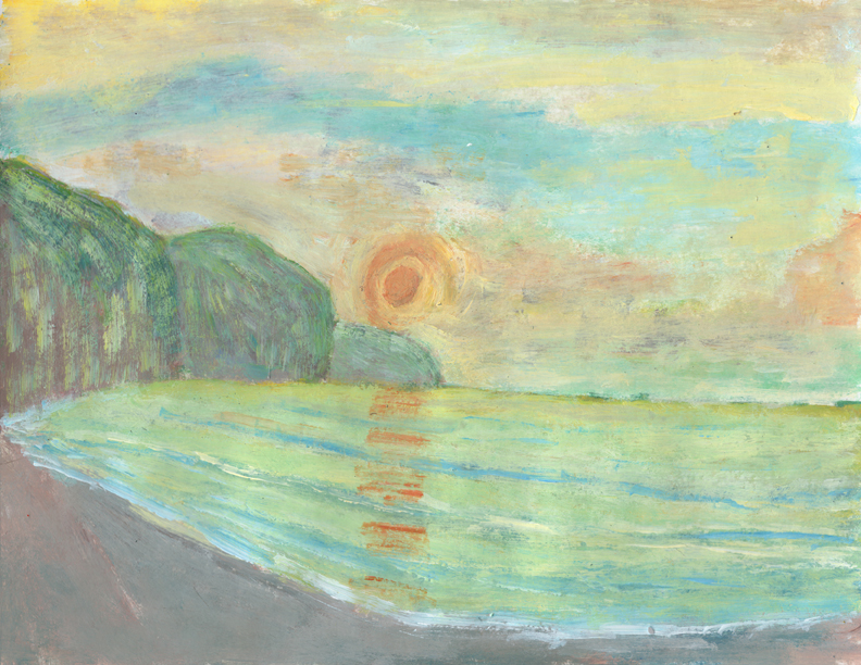 Claude Monet-Foggy Pourville Sunset