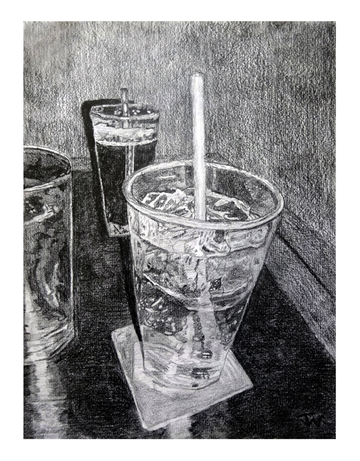 Crowne Point Drinks, Pencil Drawing, 9in x 12in, March 2015