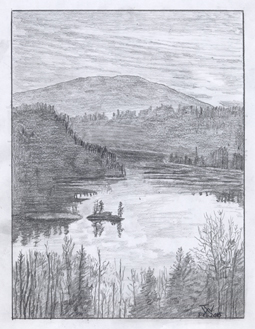 Beasley Island, The Kootenay River-Pencil on Paper-16cm x 21cm, February 2015