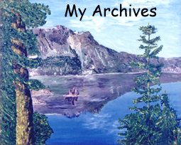 ... through my paintbrushes and pencils...Like this oil painting of Crater Lake, Oregon